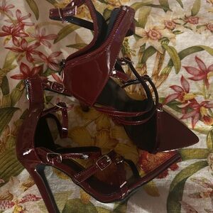 NWOT Burgundy Strappy Stiletto Heels